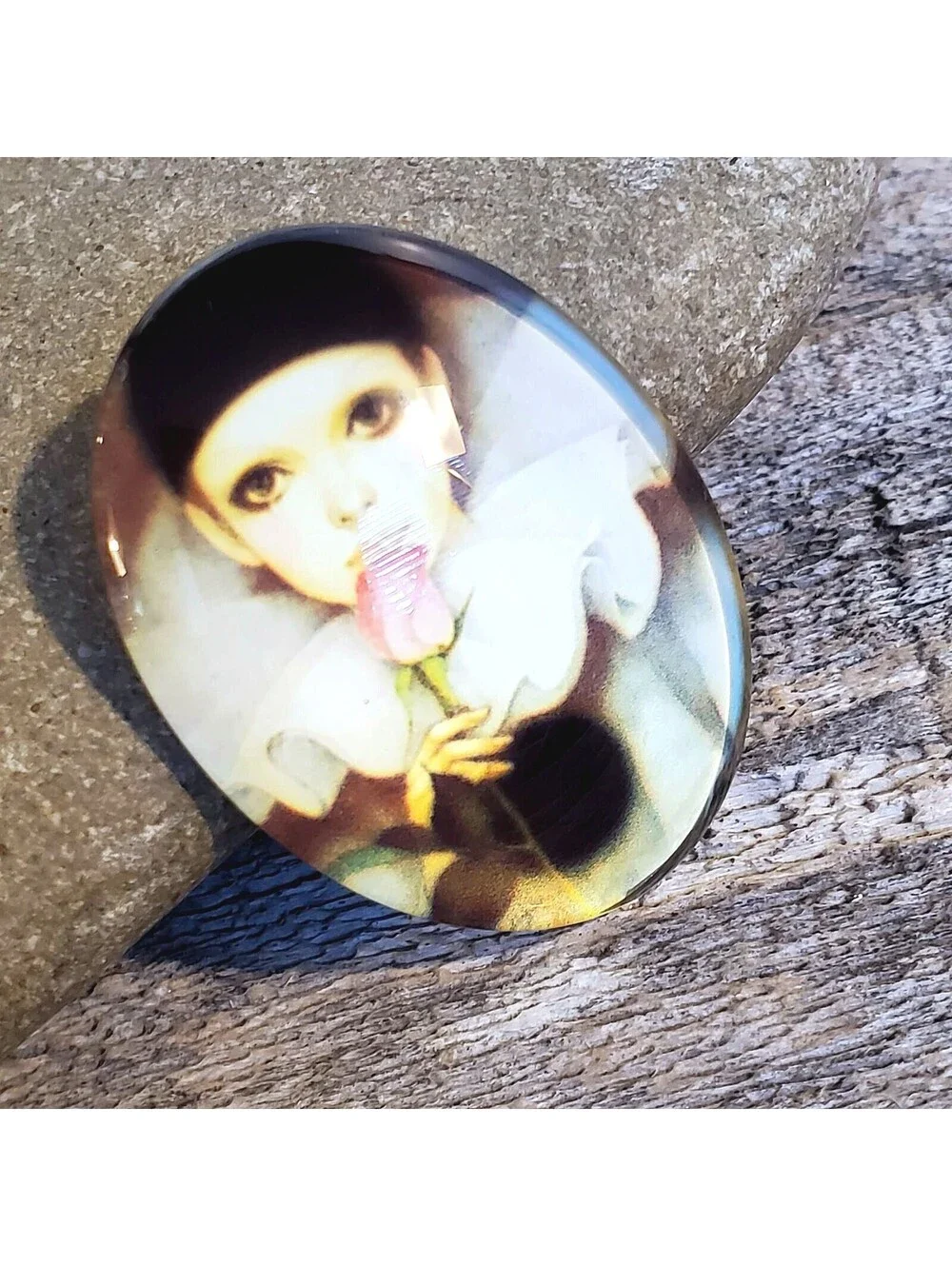 Artsy Fantasy Girl Pink Rose Woman 40x30mm Oval Glass Cabochon